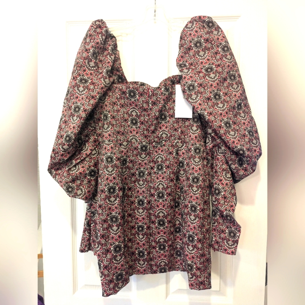 NWT RoseVelvet mini Dress Size M Puff Long Sleeve Bodycon purple witchy floral - Picture 7 of 16